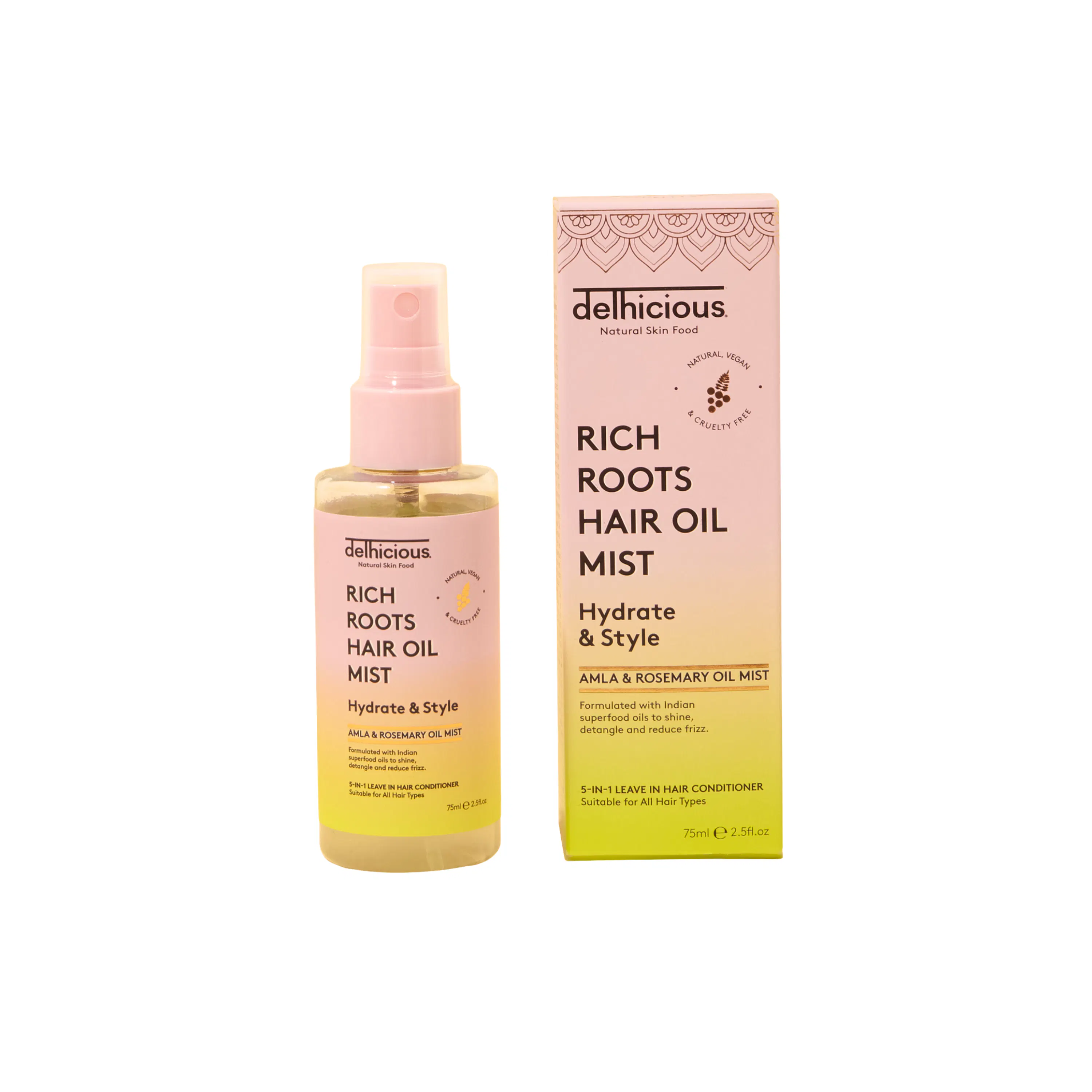 Delhicious Rich Roots 5-in-1 Hair Oil Mist Leave In Conditioner 75 ml