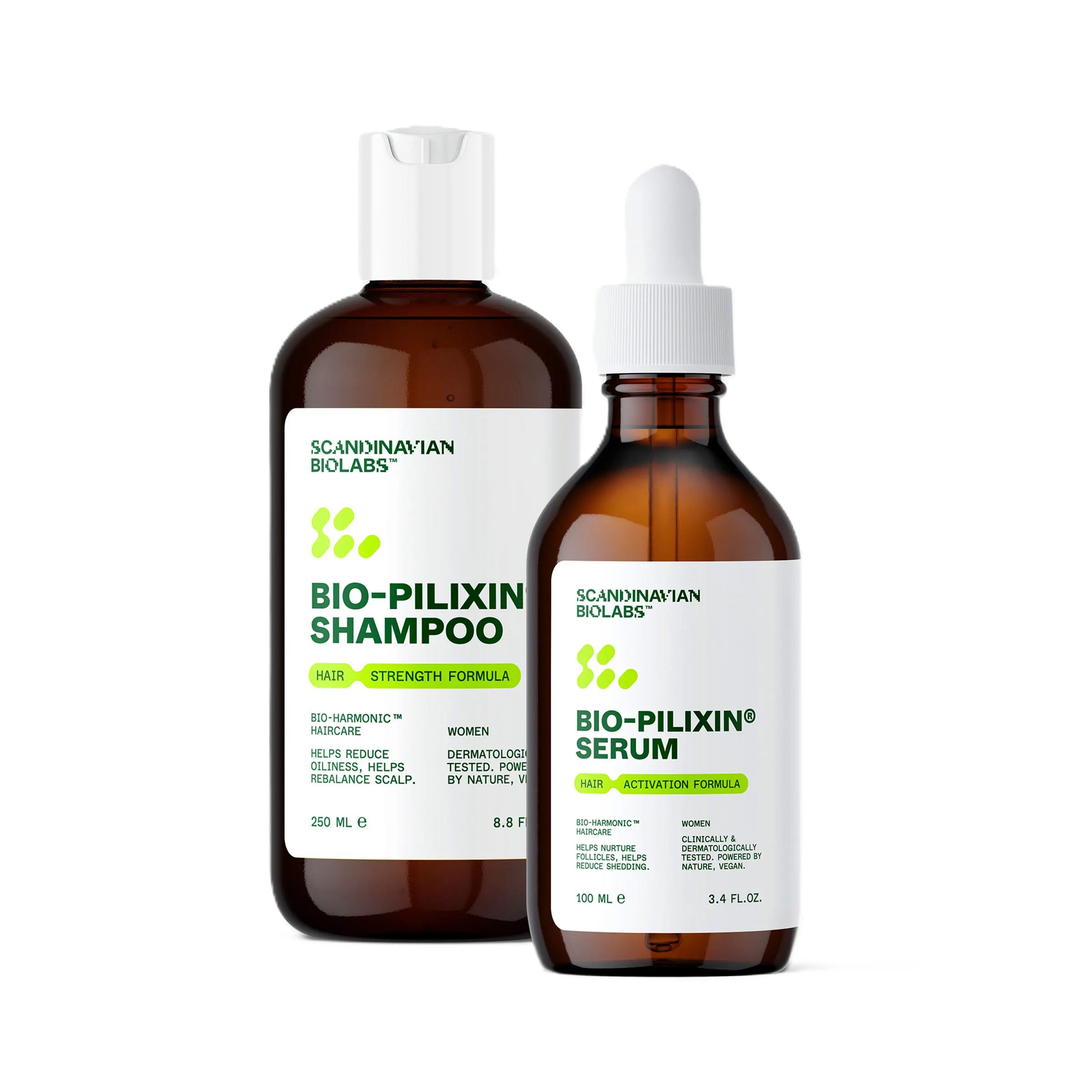 Scandinavian Biolabs Hair Strength Shampoo & Bio-Pilixin Hair Activation Serum For Women 100 ml + 250 ml