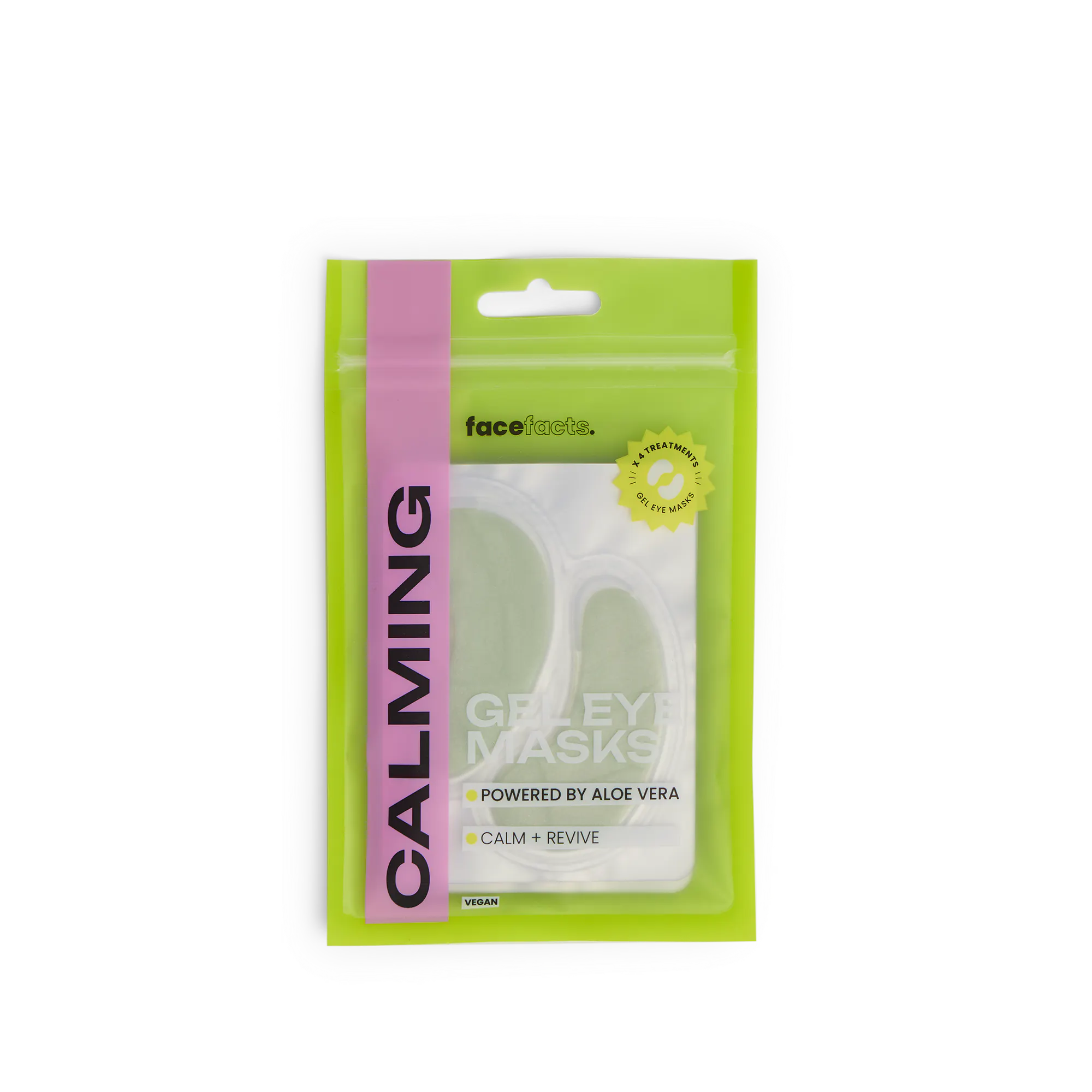Face Facts Gel Eye Masks Calming Aloe Vera 4 pairs
