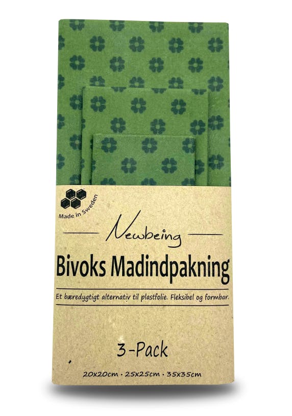 Newbeing Beeswax Food Wrap Green 3 kpl