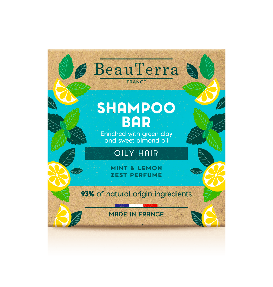 BeauTerra Shampoo Bar Oily Hair Mint & Lemon 75 g