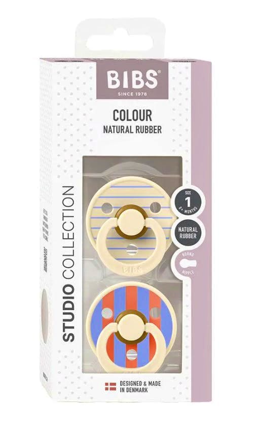 BIBS Pacifier Studio Colour Pin Latex Size 1 Ivory Hush Mix 2 pcs