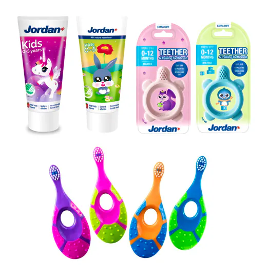 Jordan Step 1 Toothbrush + Teether + Toothpaste 1 pcs + 1 pcs + 50 ml