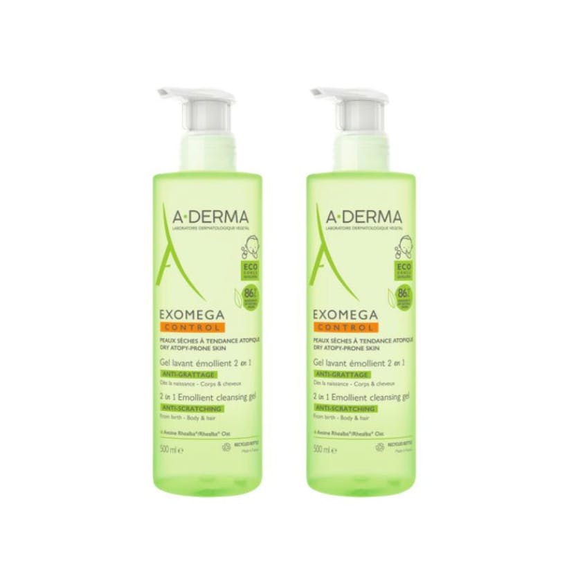 A-Derma Exomega Control 2-in-1 Emolient Gel Duo 500 ml + 500 ml