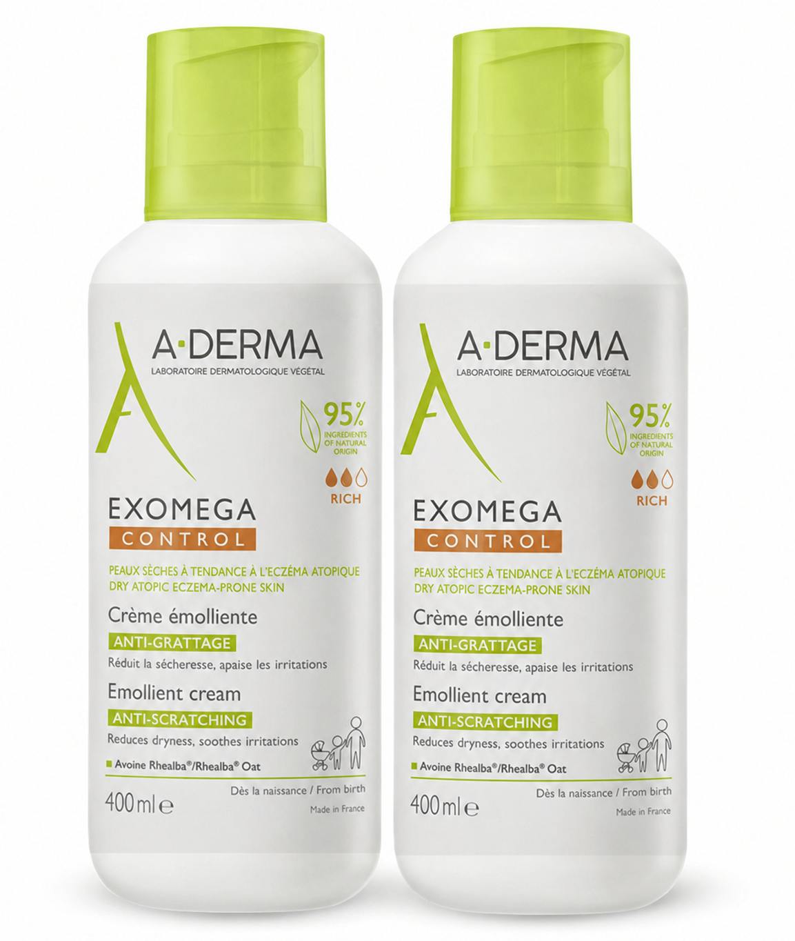 A-Derma Exomega Control Emollient Cream Duo 400 ml + 400 ml