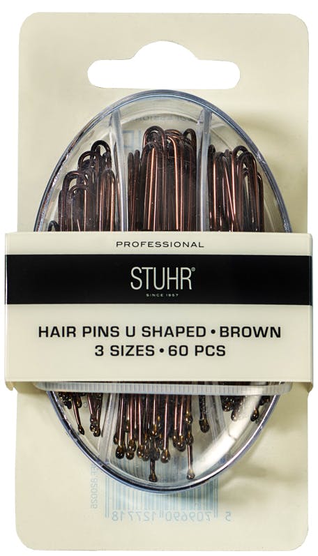 Stuhr Hair Pins U Shaped Brown 3 Sizes 60 st