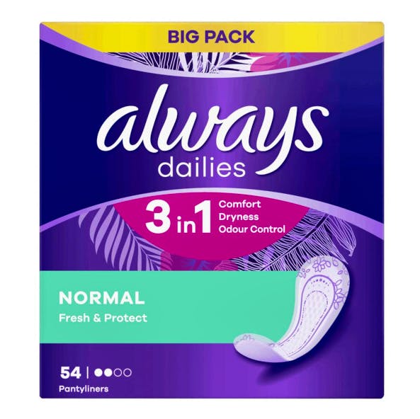 Always Dailies Liners Normal Unscented 54 st