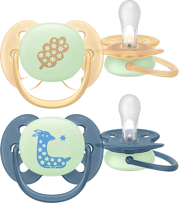Philips Avent Pacifier Ultra Soft Nighttime 6-18 M Grey/Yellow 2 pcs