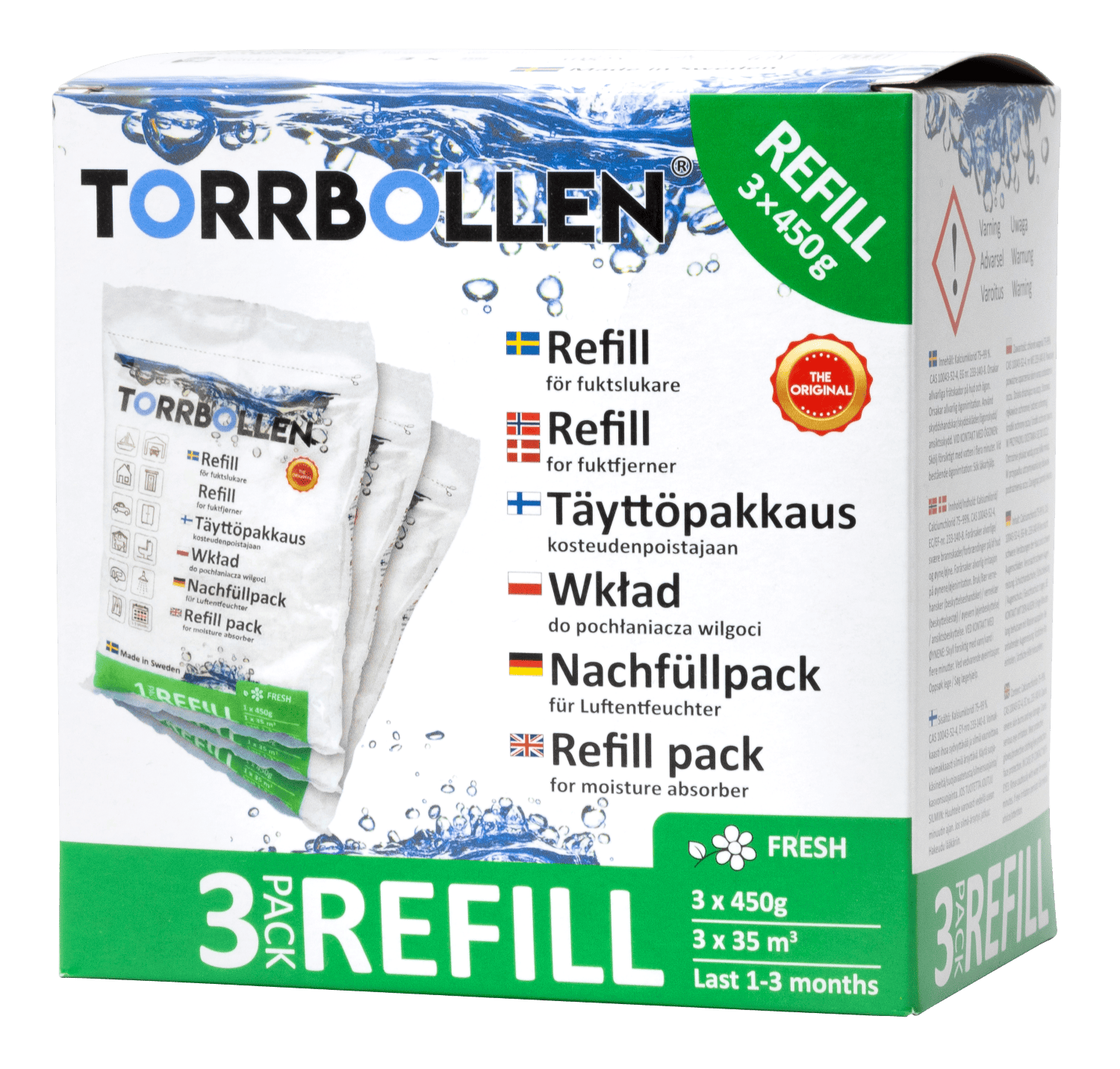 G. Funder Torrbollen Affugter Refill 3-pack Fresh Scent 3 st