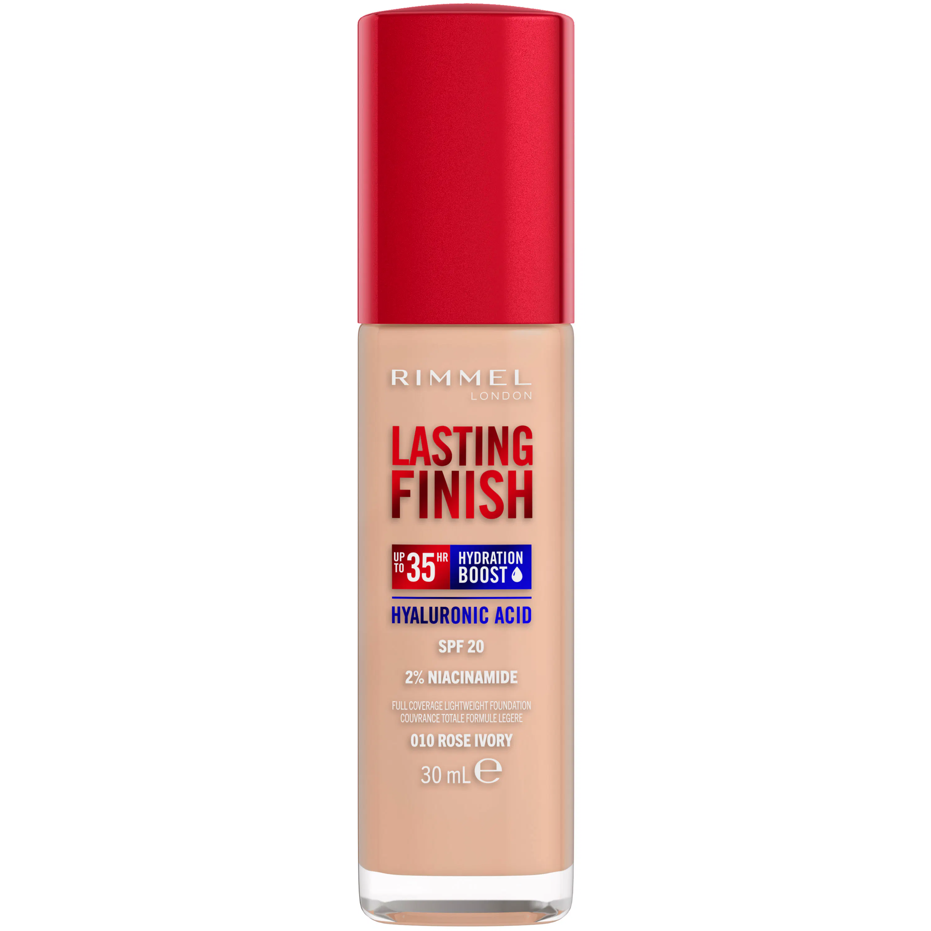 Rimmel Lasting Finish 35H Hydration Boozt Foundation SPF20 010 Rose Ivory 30 ml