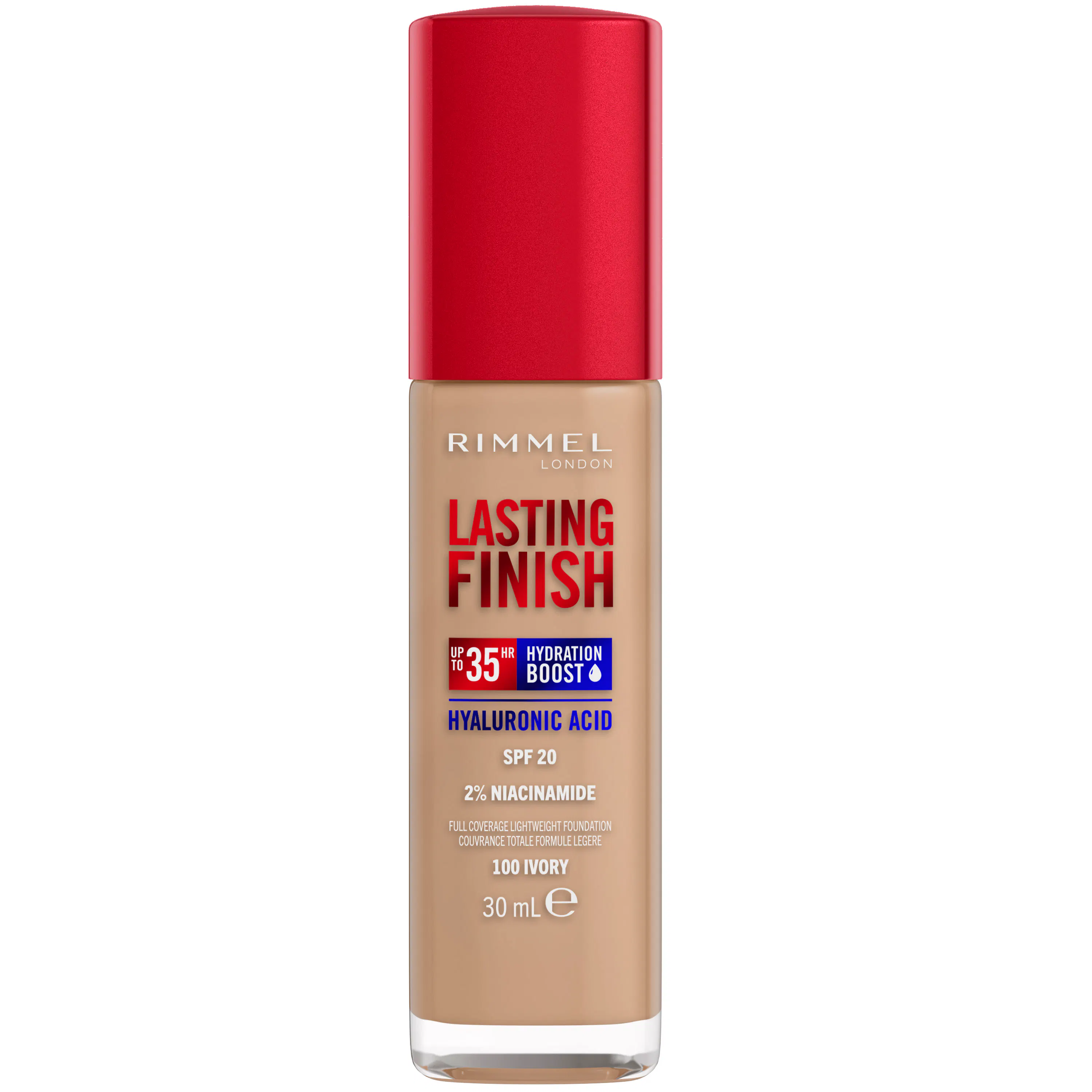 Rimmel Lasting Finish 35H Hydration Boozt Foundation SPF20 100 Ivory 30 ml