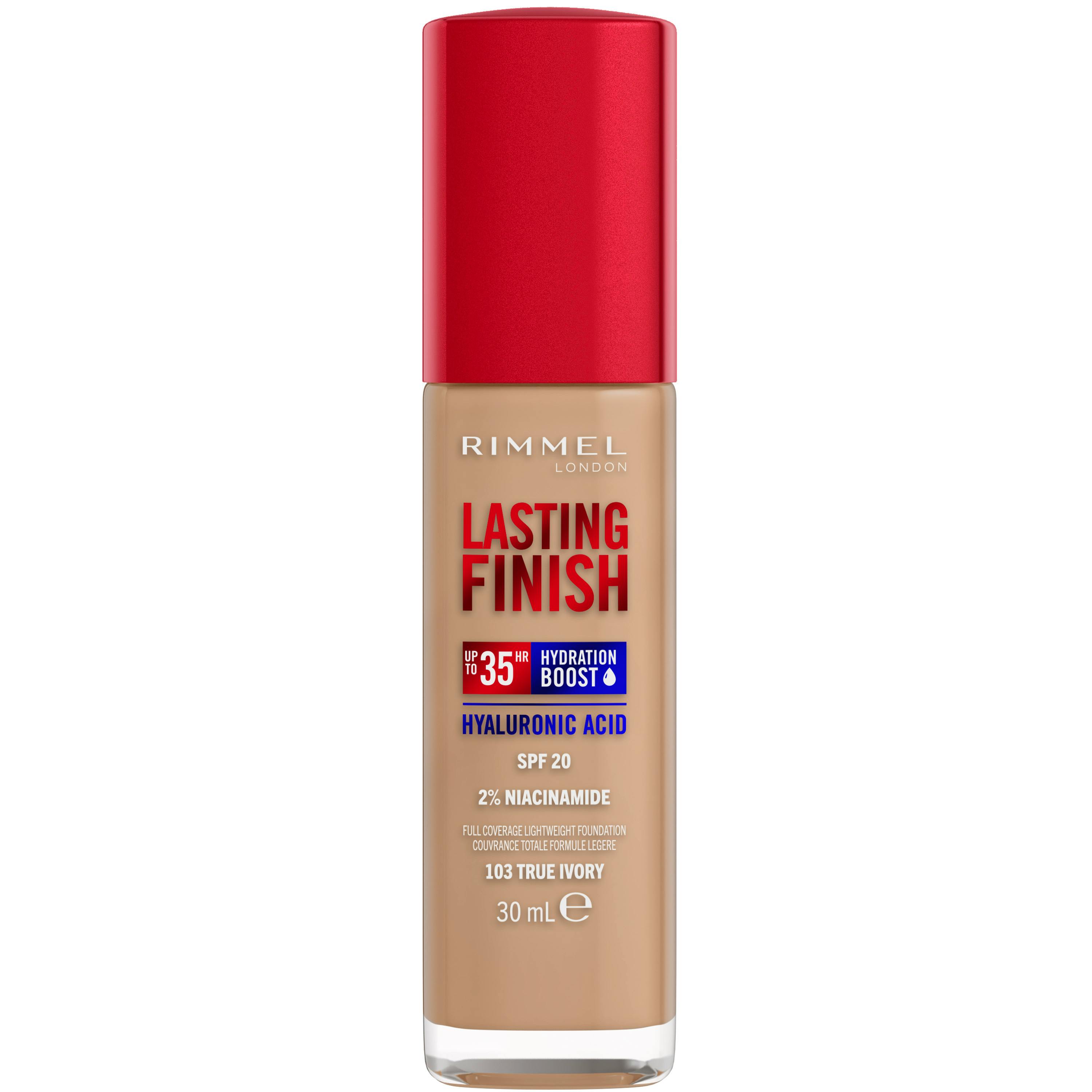 Rimmel Lasting Finish 35H Hydration Boozt Foundation SPF20 103 True Ivory 30 ml