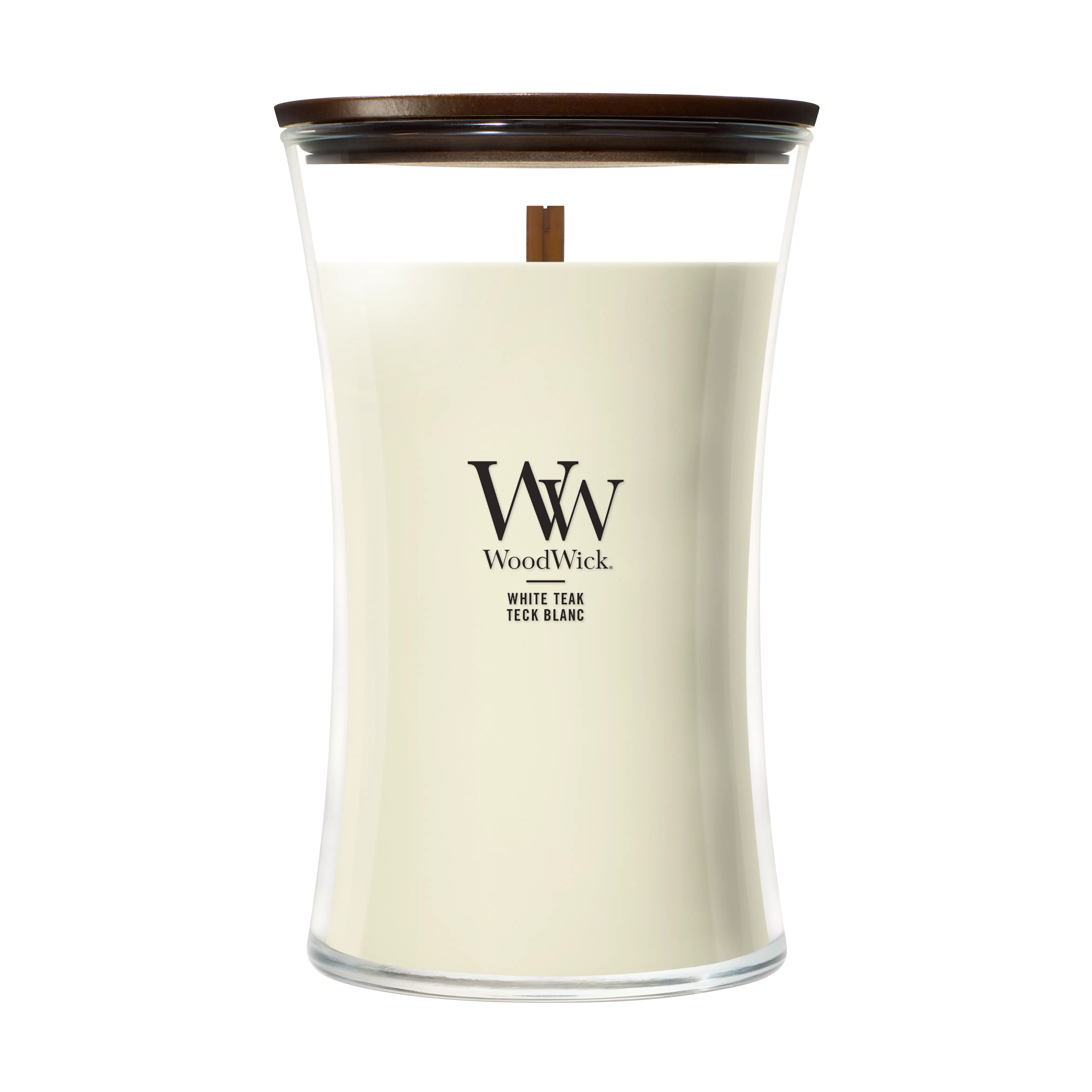 Woodwick - White Teak Large Hourglass Candle