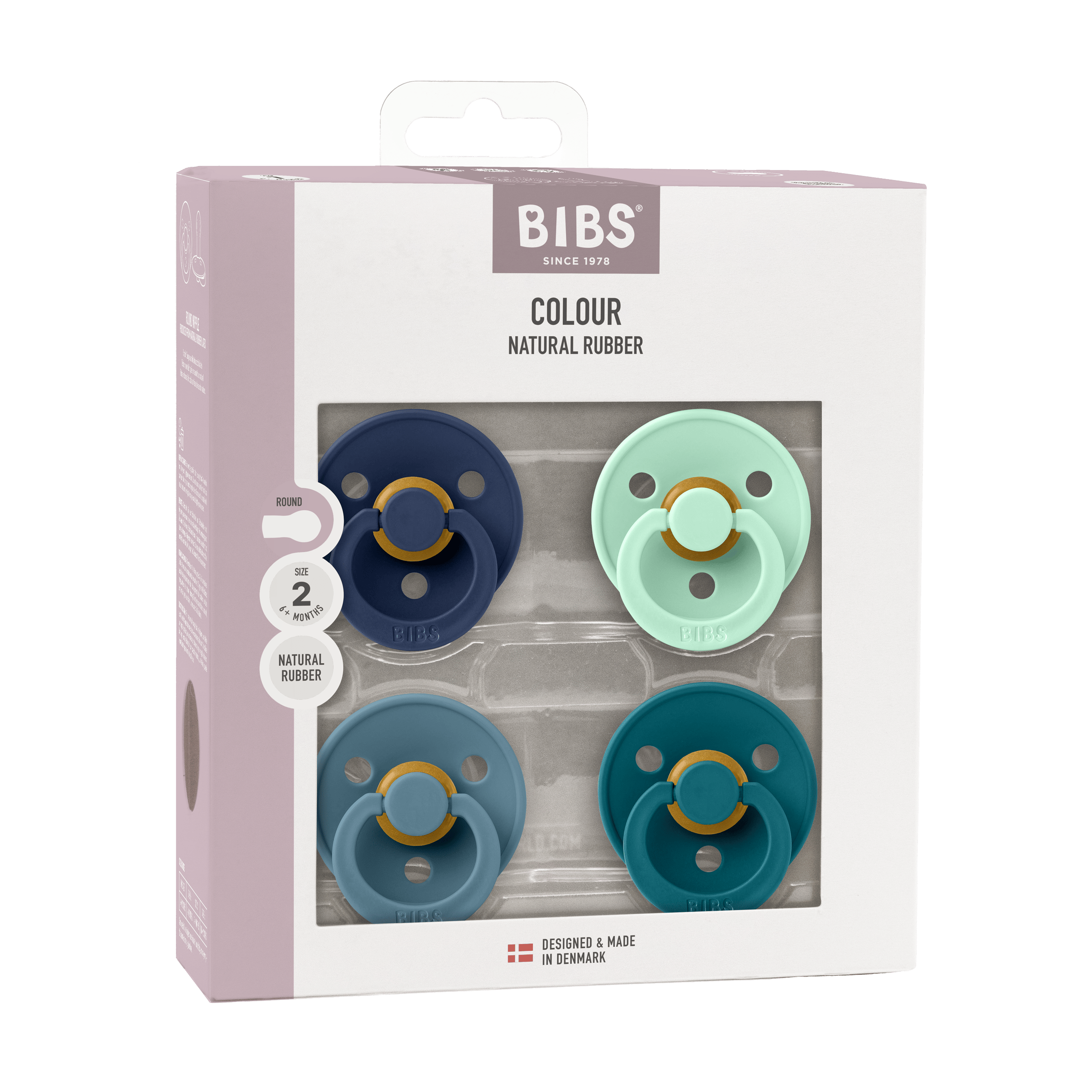 BIBS Pacifier Colour Latex Size 2 Baby Boy Bundle 4 stk