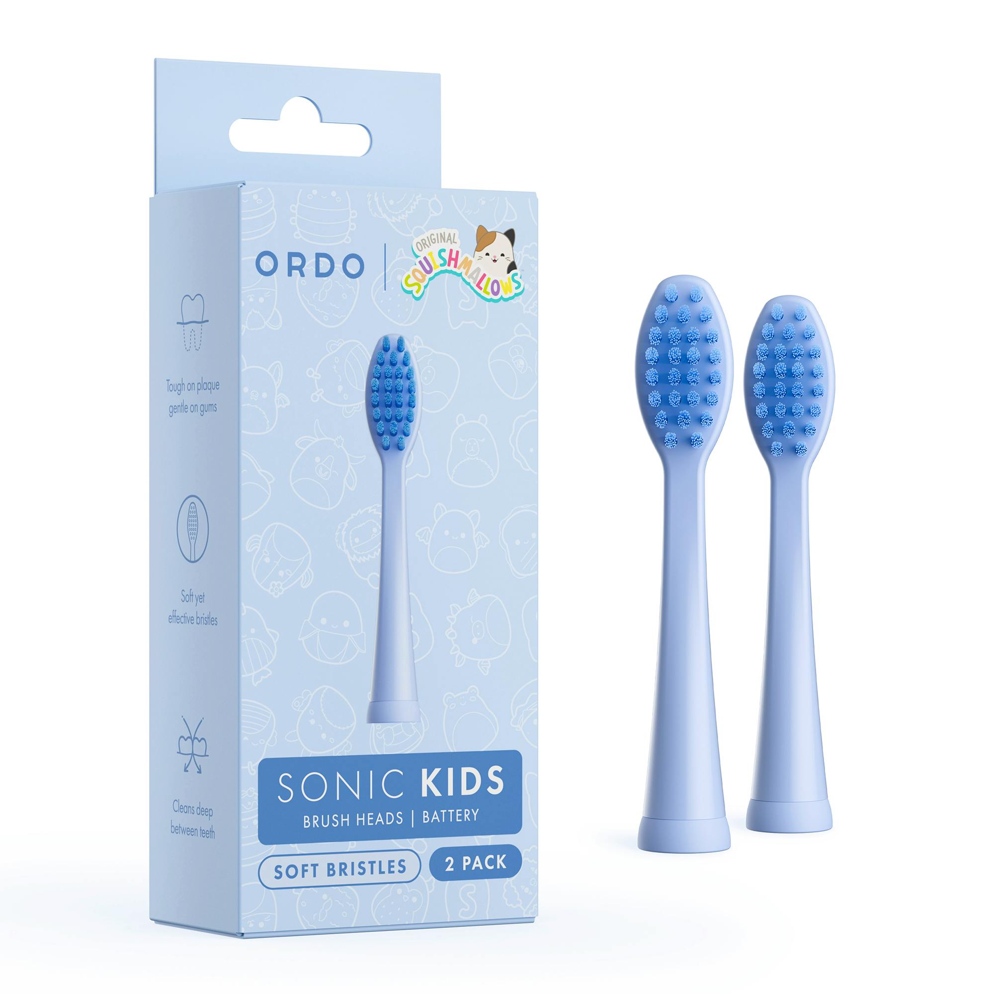 Ordo Sonic Kids Battery Brush Heads Squishmallows Samir 2 stk