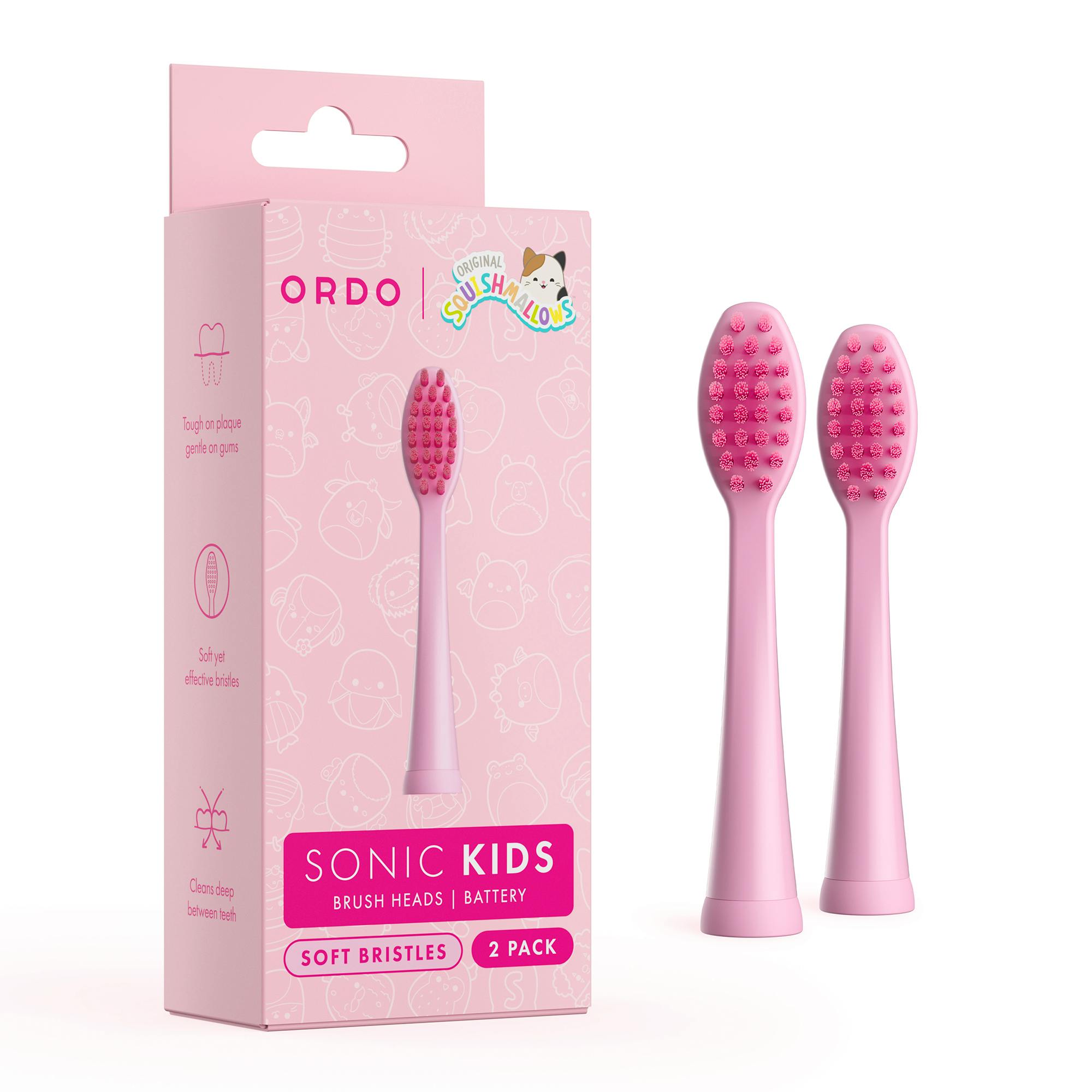 Ordo Sonic Kids Battery Brush Heads Squishmallows Auggie 2 stk