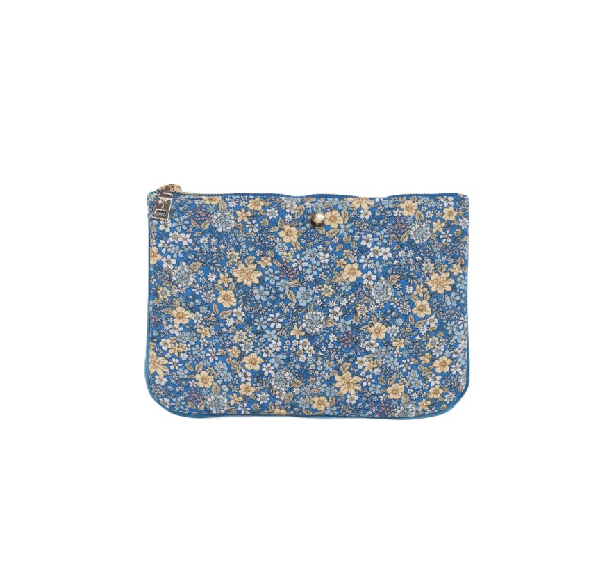Fan Palm Blue Flower Cotton Makeup Bag 115 g