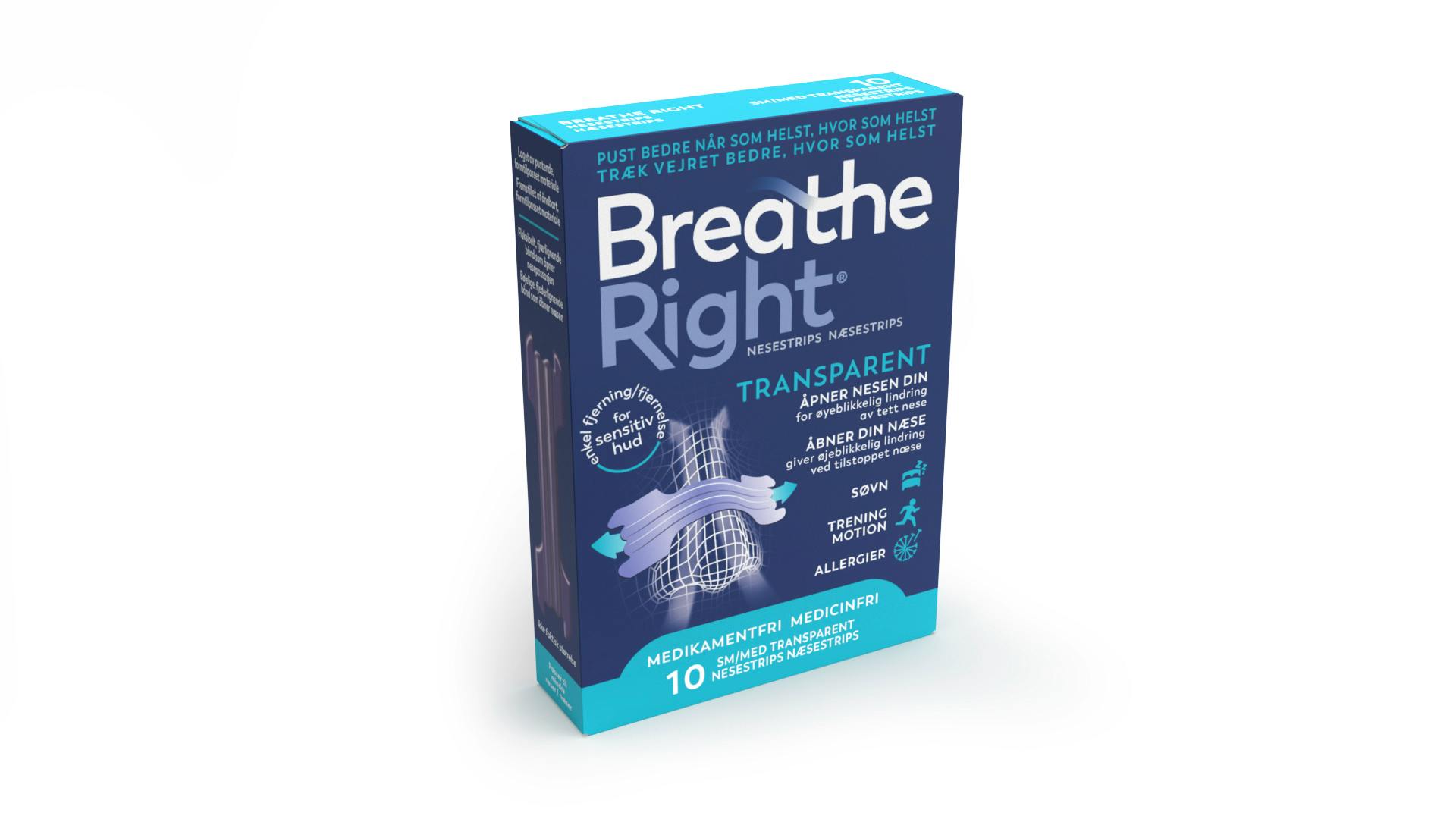 Breathe Right Nasal Strips Clear S-M 10 kpl