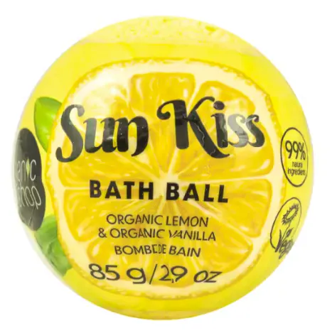 Organic Shop Sun Kiss Organic Lemon &amp; Vanilla Bath Ball 85 g