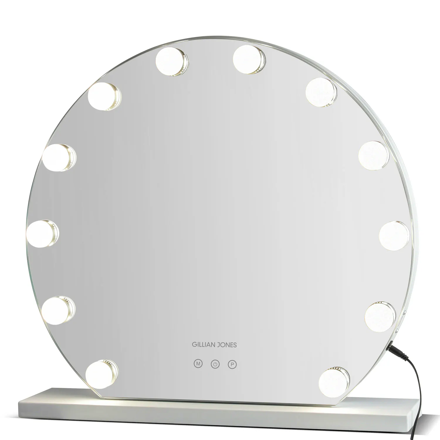 Gillian Jones Diva Round Mirror White With Adjustable Light 1 st