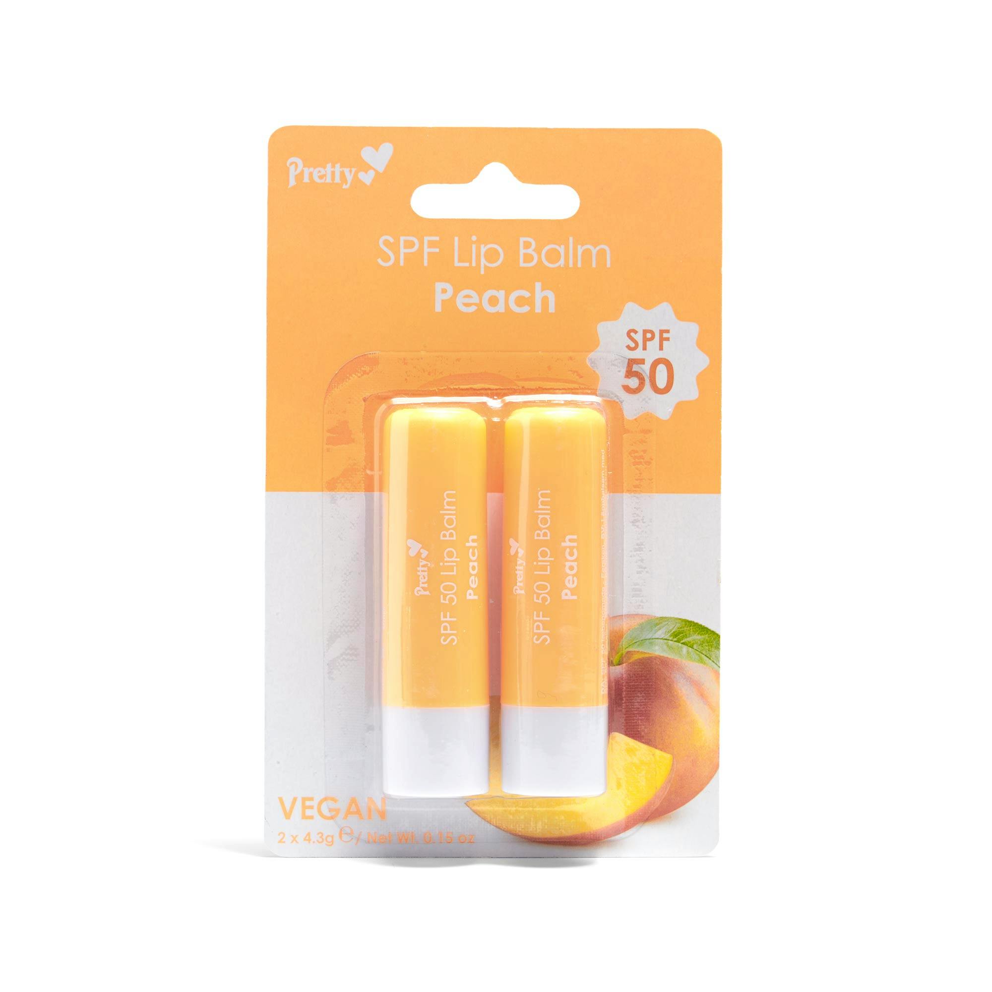 Pretty SPF 50 Lip Balm Peach 4.3 g + 4.3 g