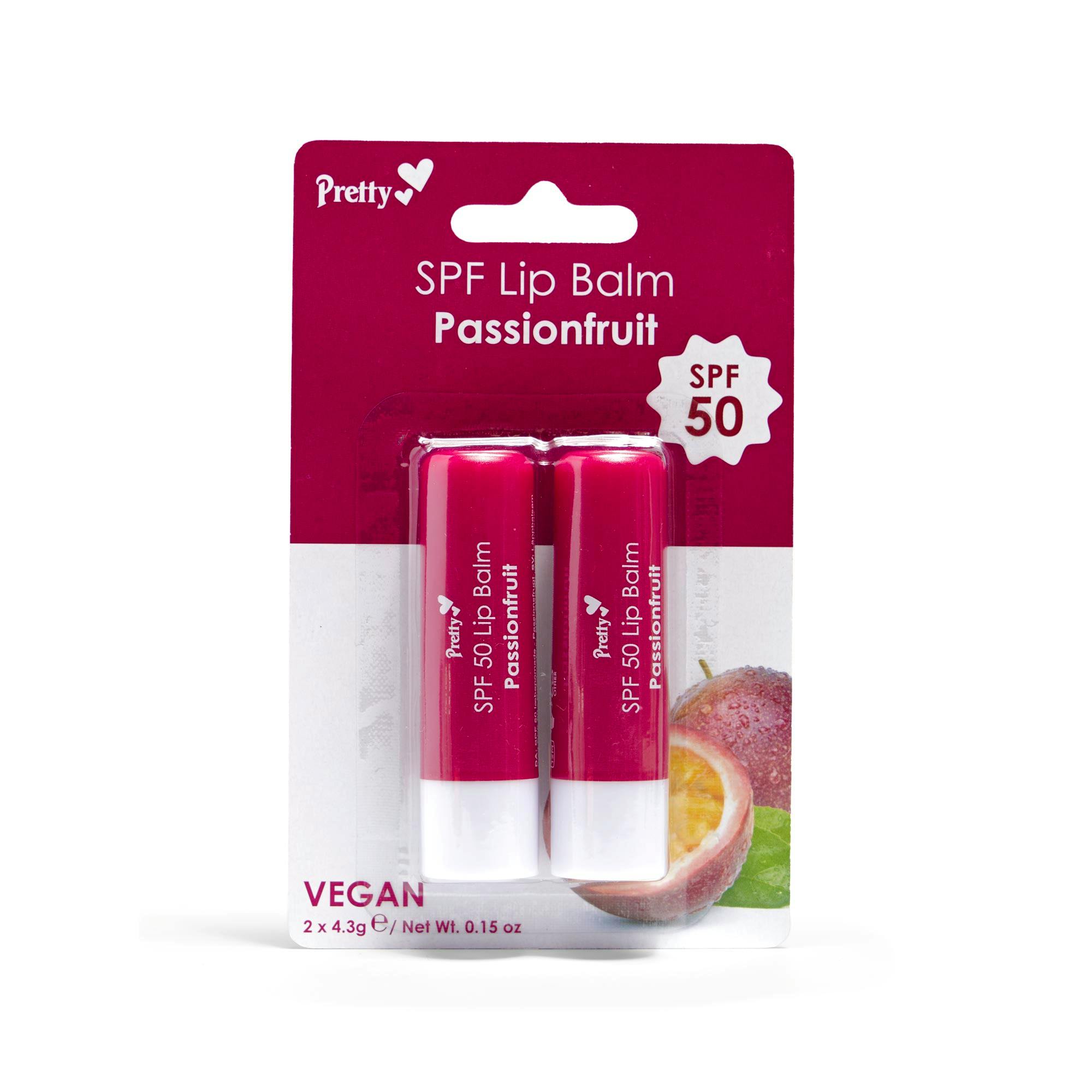 Pretty SPF 50 Lip Balm Passion Fruit 4.3 g + 4.3 g