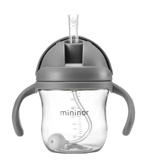 Mininor Straw Bottle Tritan Grey 220 ml