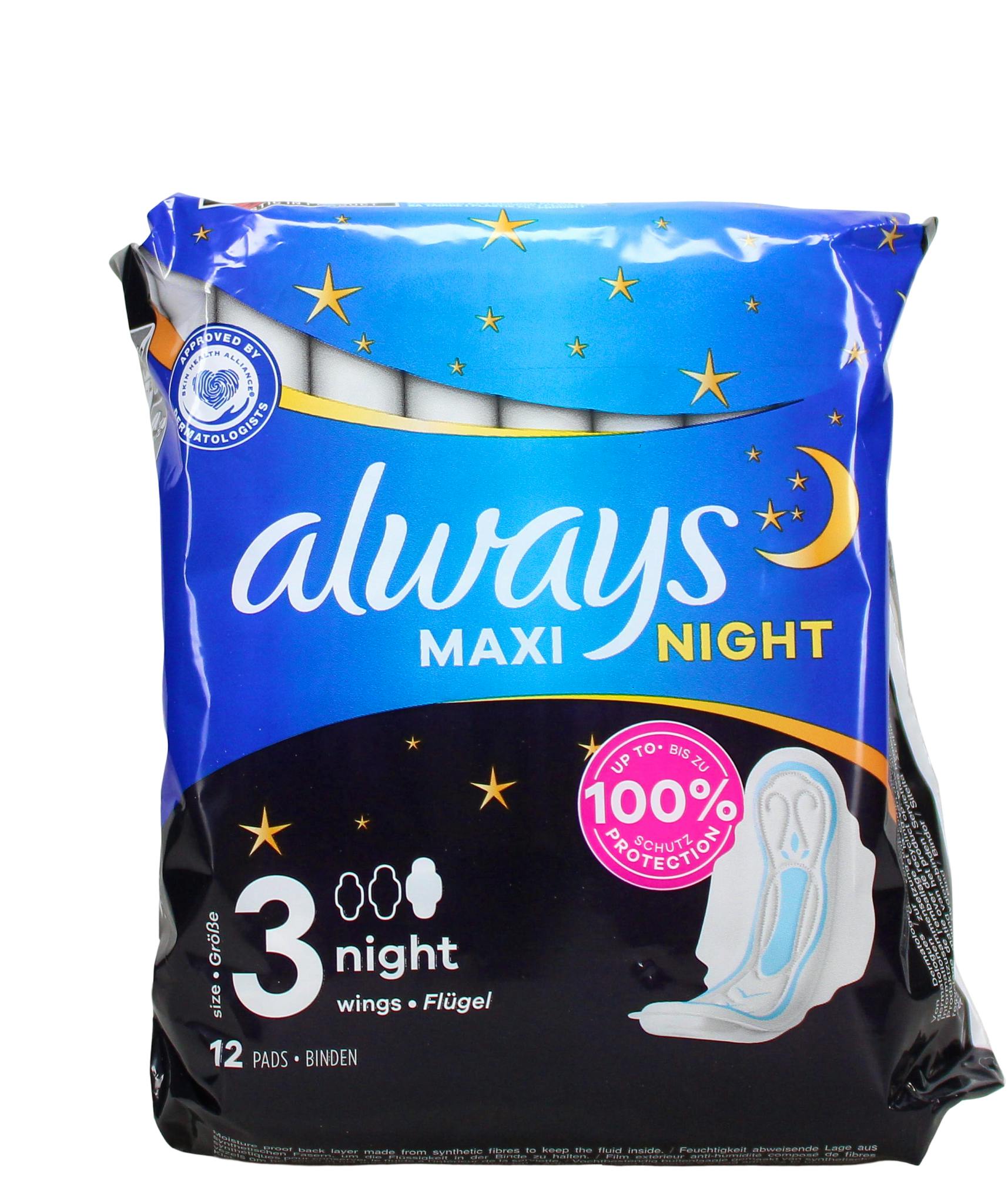Always Maxi Night Pads With Wings 12 st