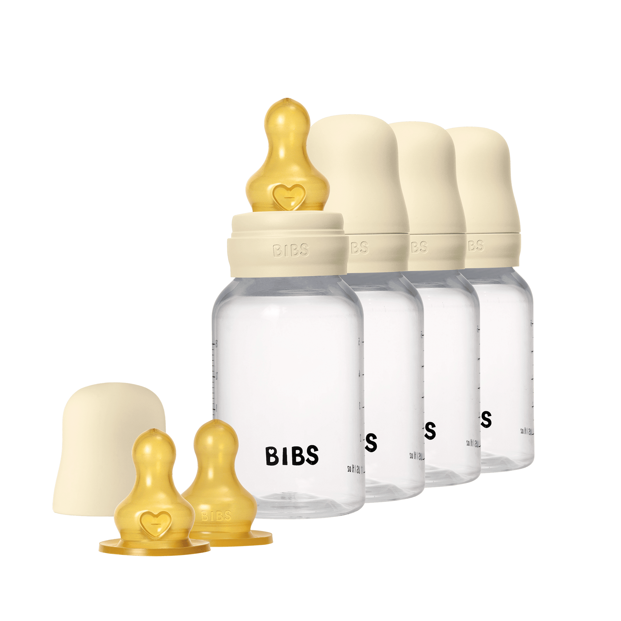 BIBS Baby Bottle Round Latex Ivory 4 st
