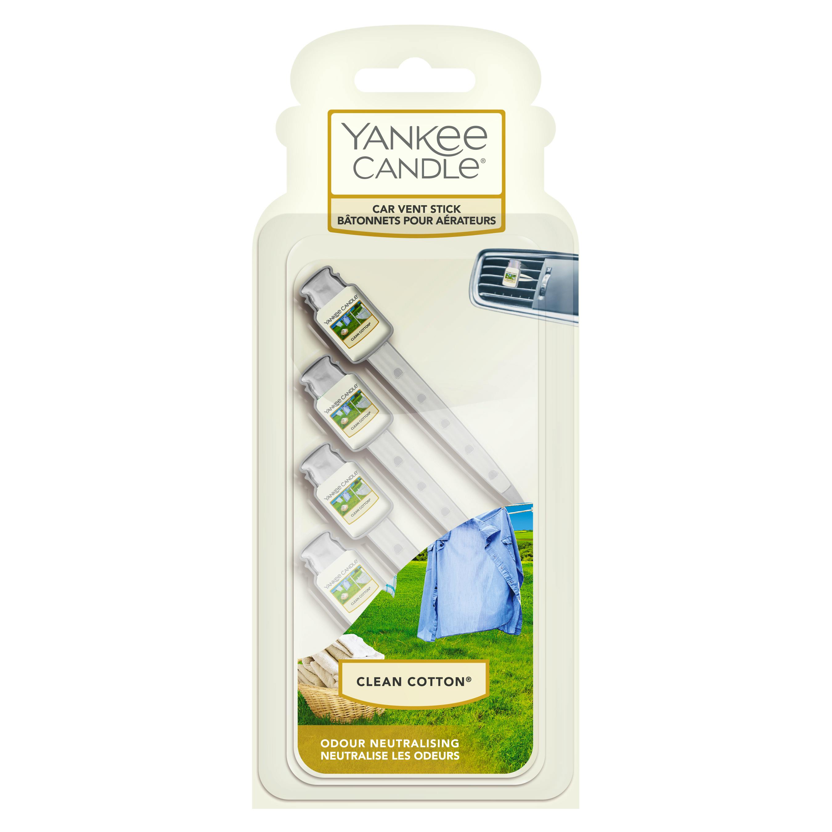 Yankee Candle Car Vent Stick Clean Cotton 4 stk