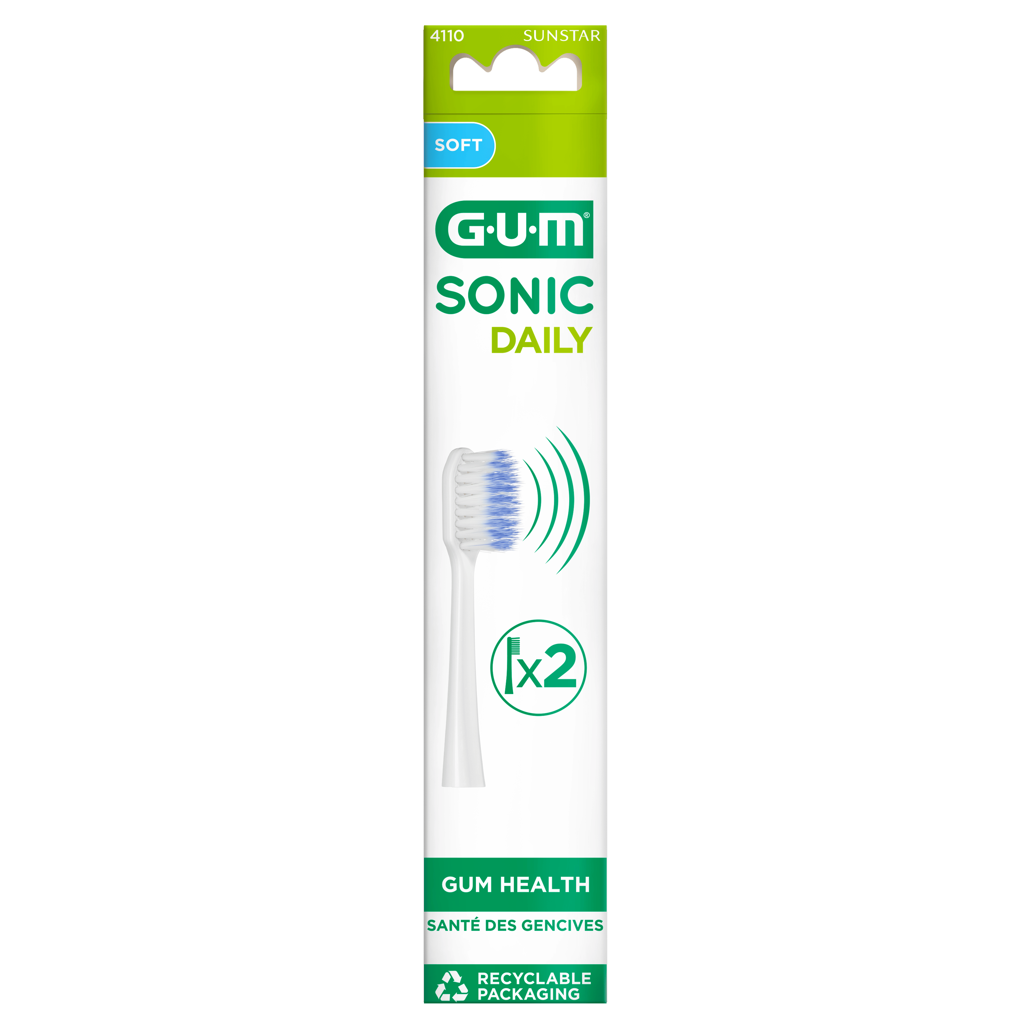 GUM Sonic Daily Brush Heads White 2 kpl