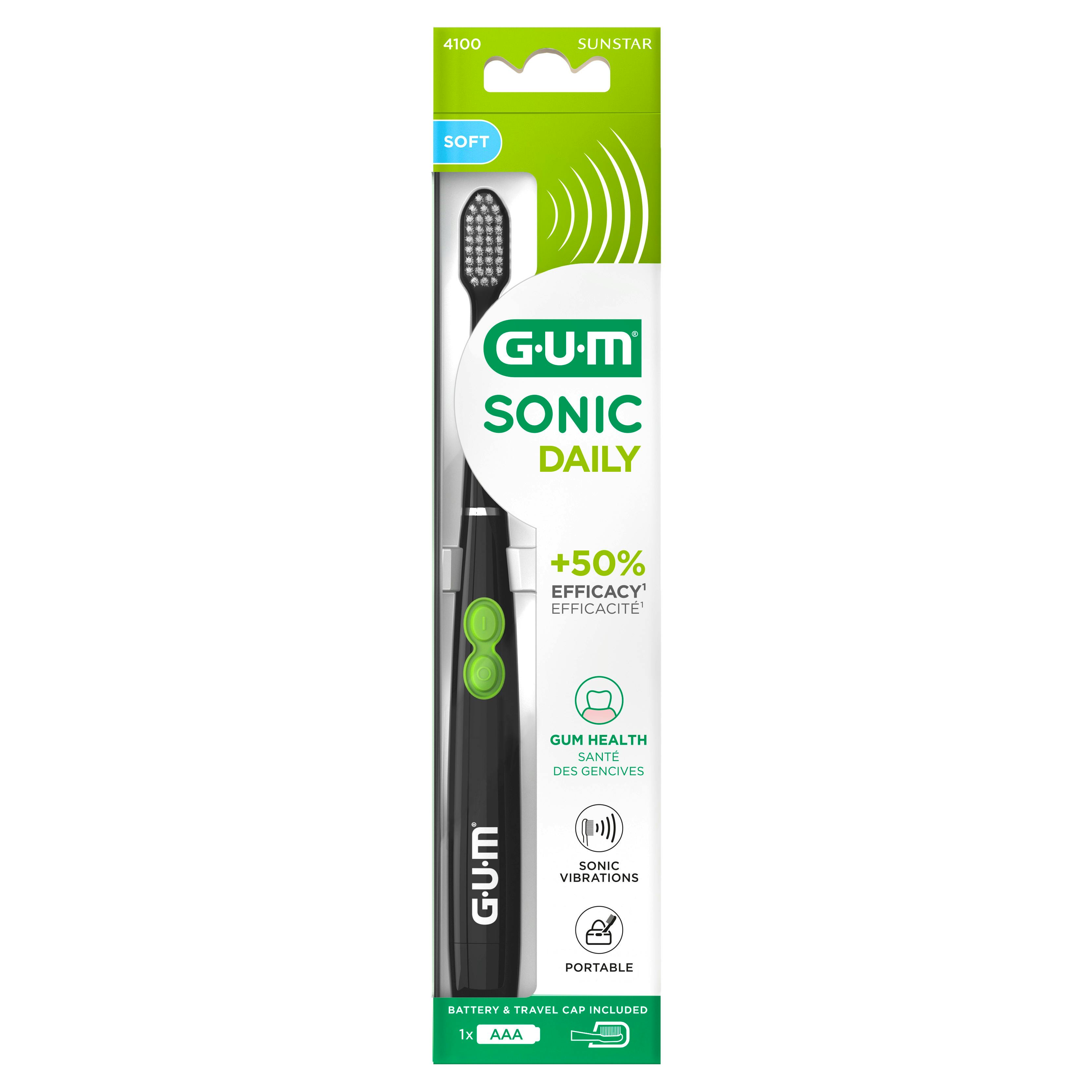 GUM Sonic Daily Battery Toothbrush Black Soft 1 kpl