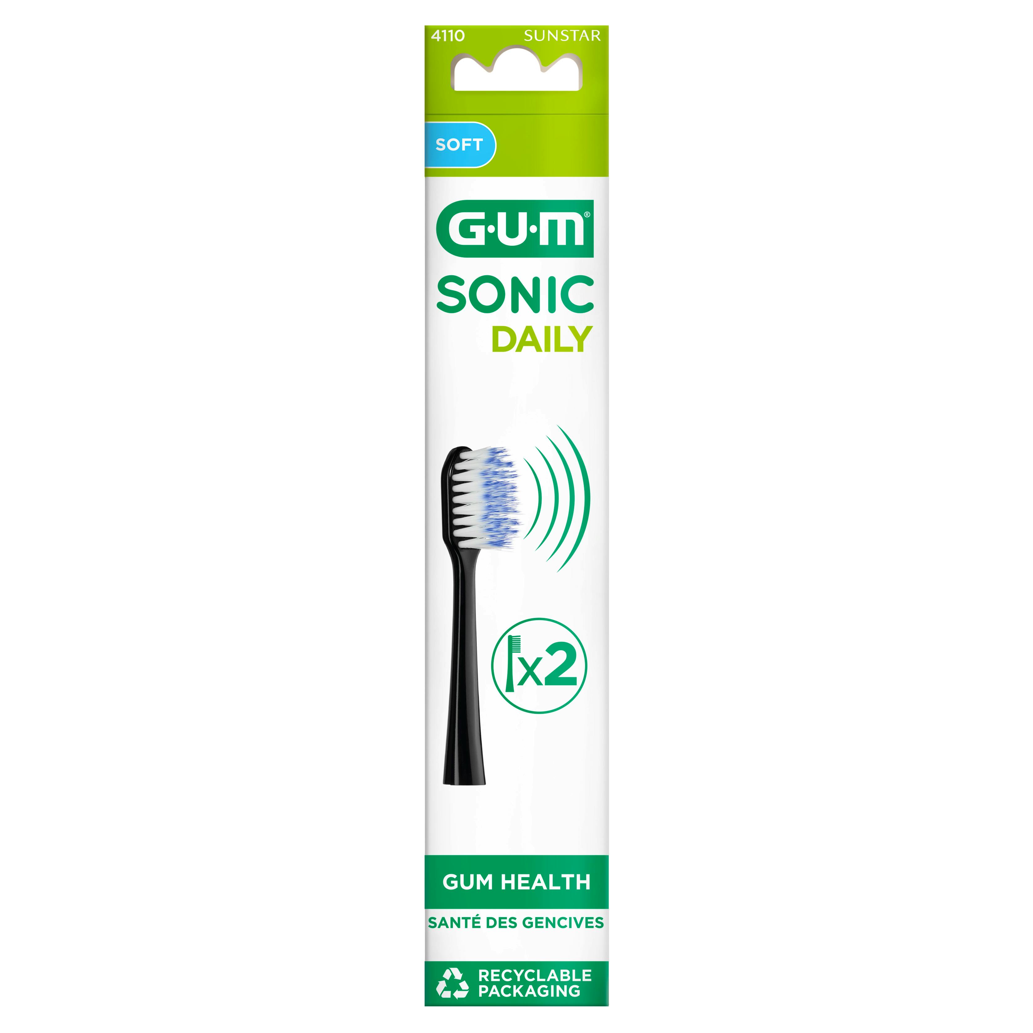 GUM Sonic Daily Brush Heads Black 2 stk