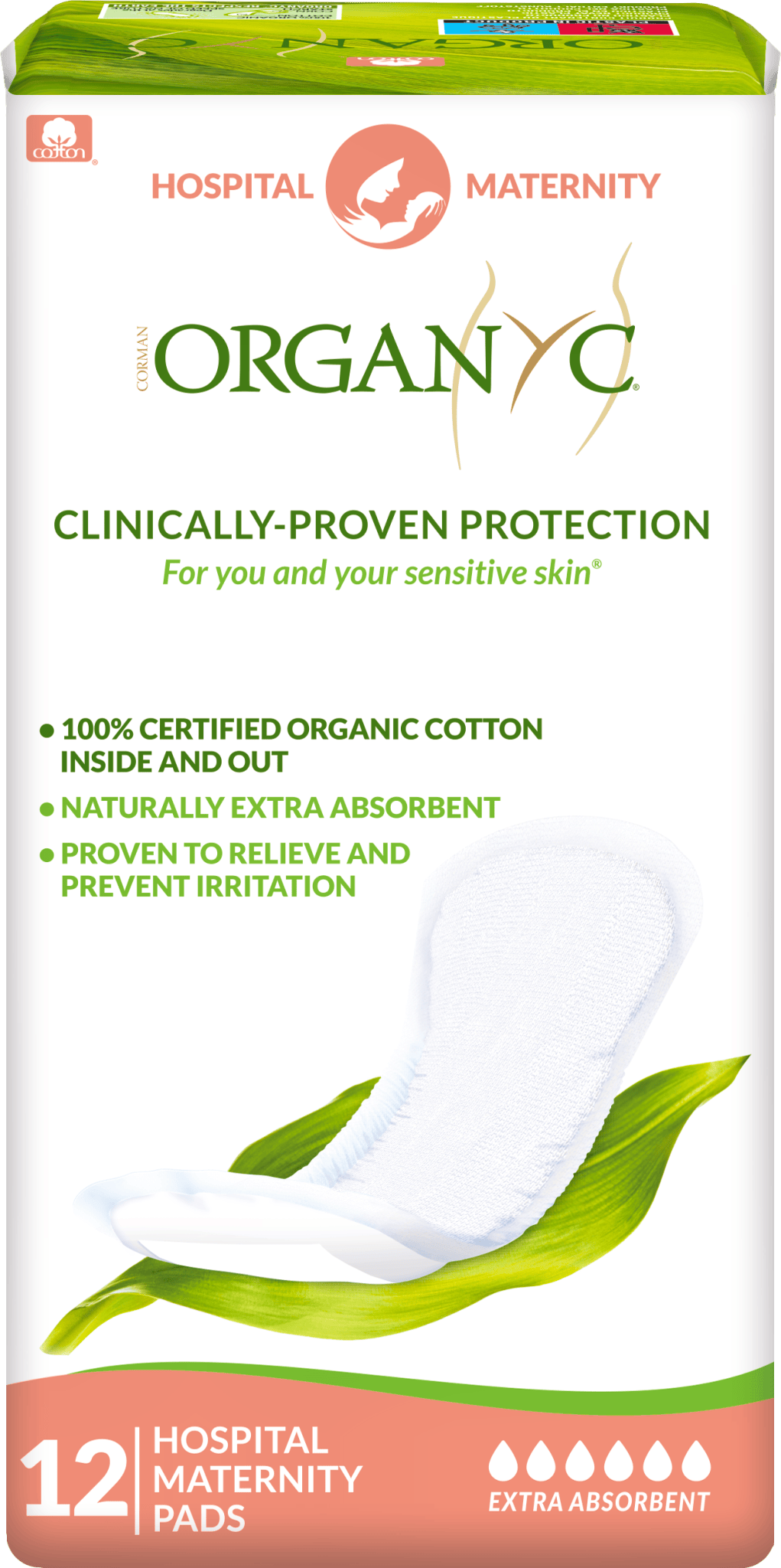 Organyc Hospital Maternity Pads 12 stk
