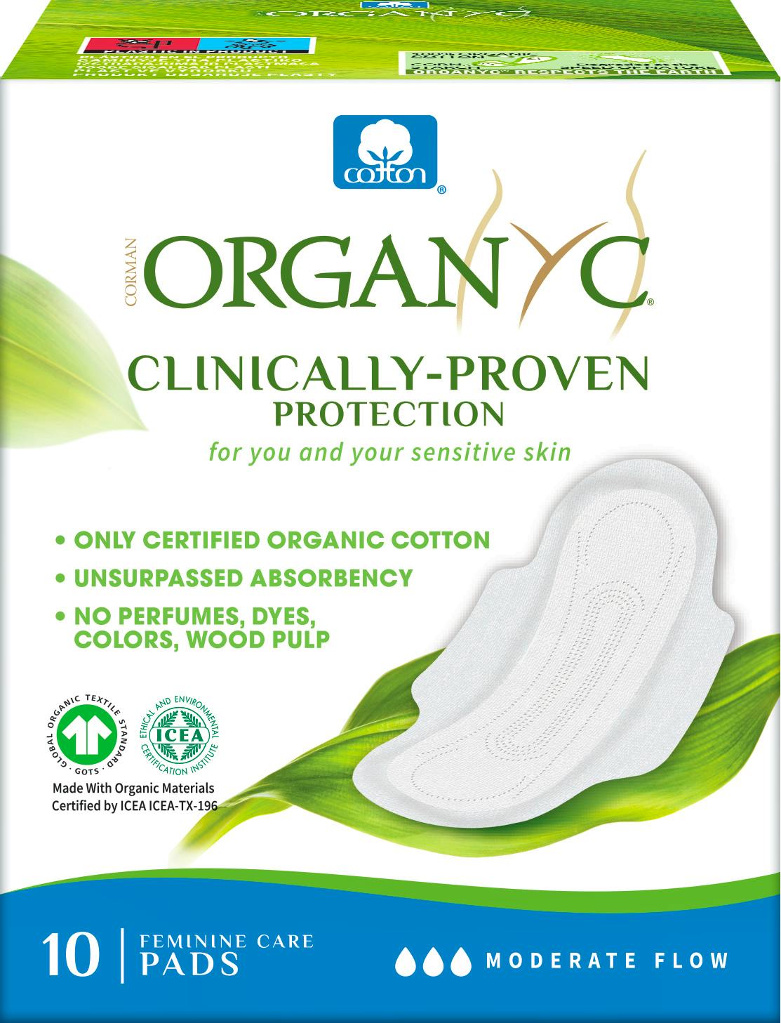 Organyc Moderate Flow Pads With Wings 10 pcs
