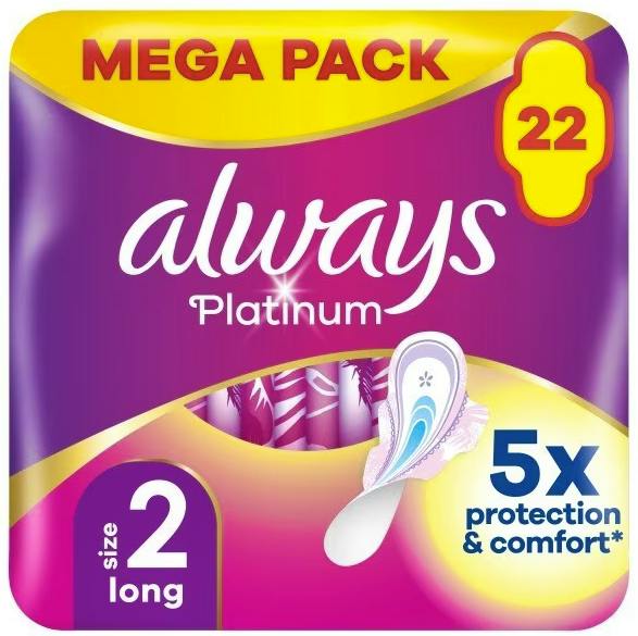 Always Platinum Long Wing Pads Size 2 22 kpl