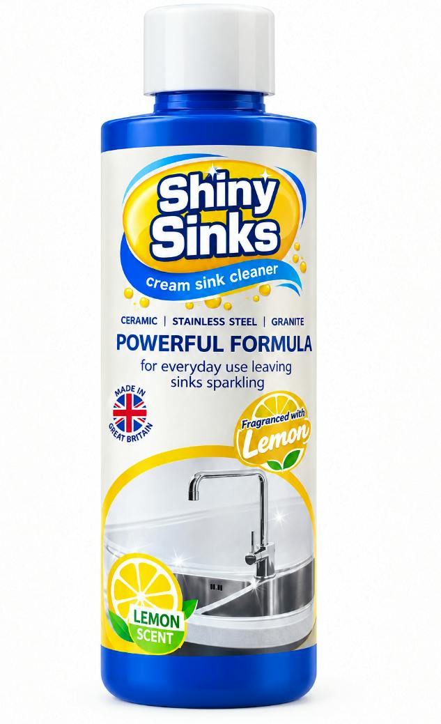 Fabulosa Shiny Sinks Cream Cleaner For Ceramic Stainless Steel Granite Lemon 250 ml