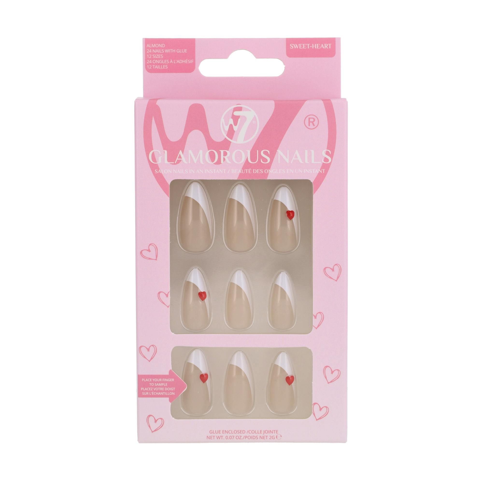 W7 Glamorous Nails Sweet-heart 24 kpl
