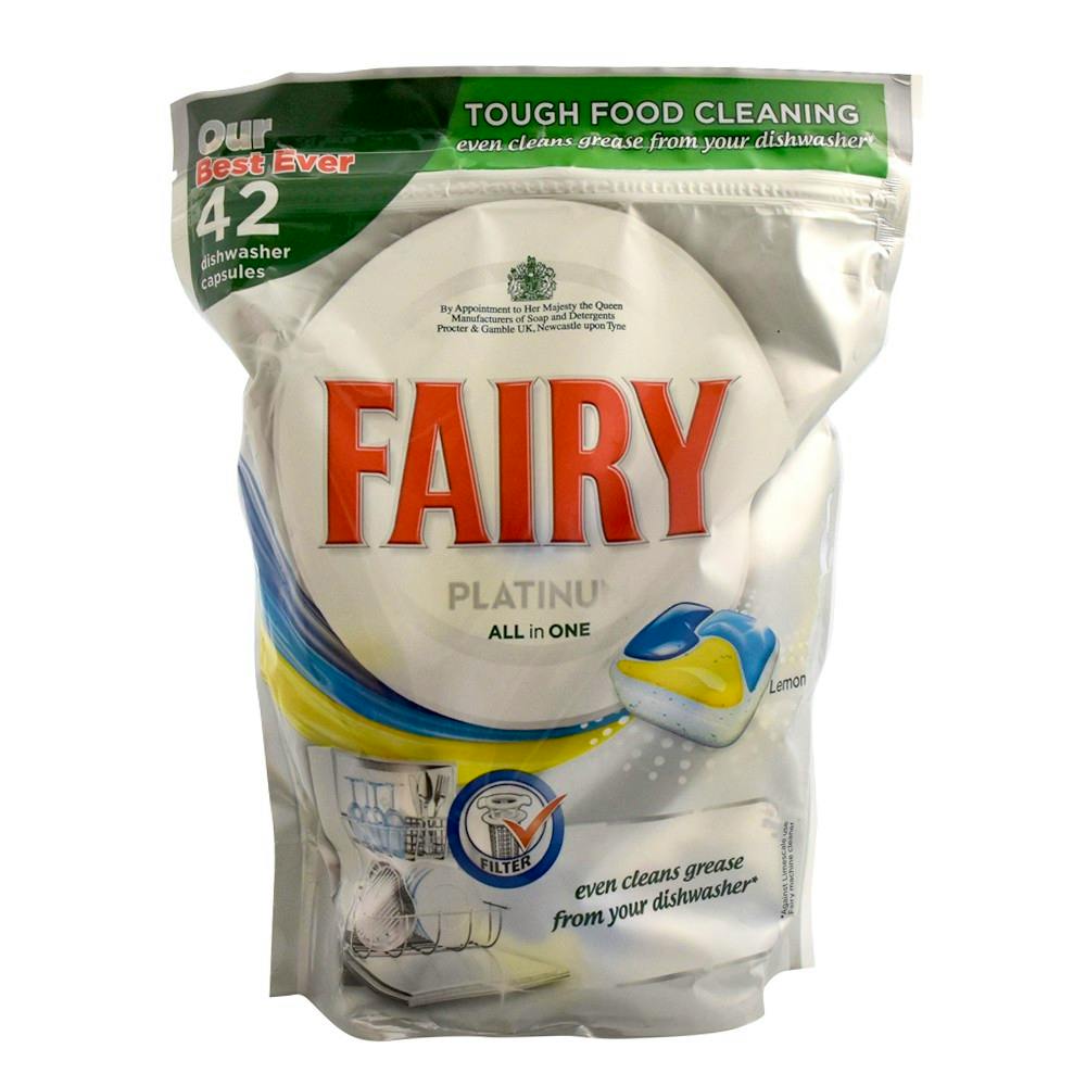 Fairy Platinum All in One Dishwasher Tablets Lemon 42 stk 49.95 kr