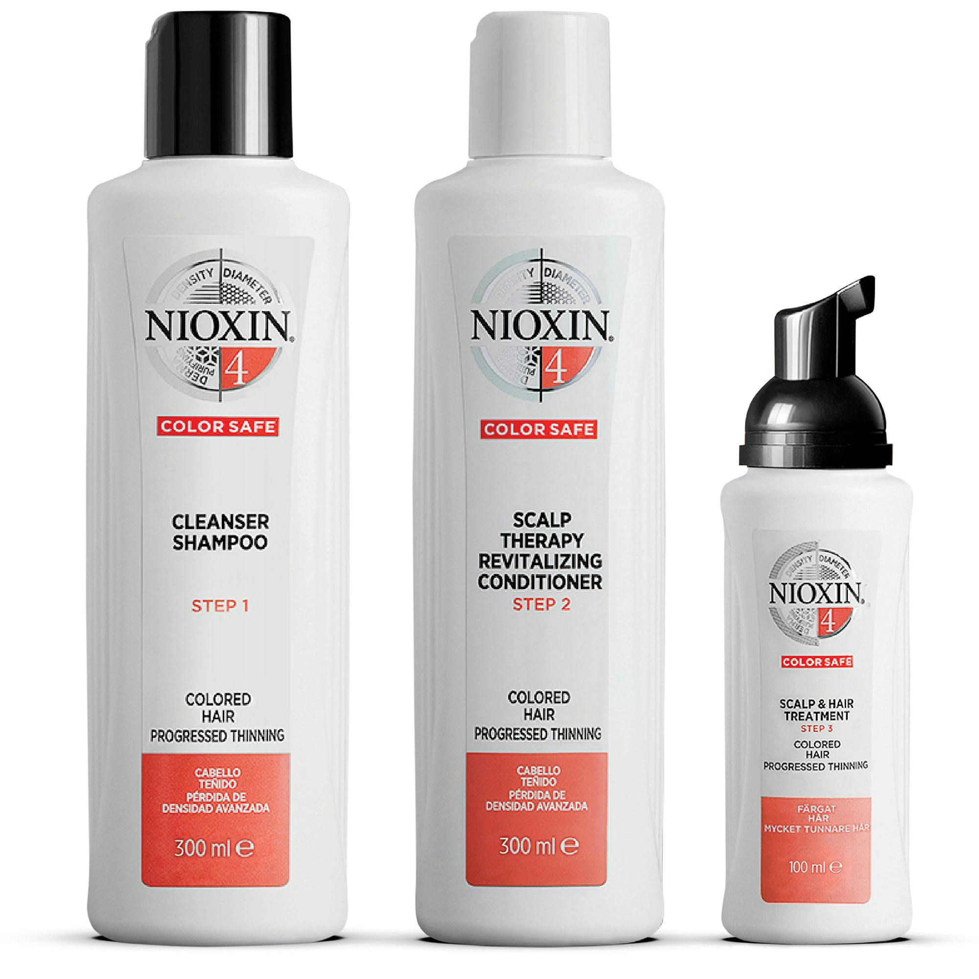 Nioxin Starter Set System 4 For Chemically Treated Noticeably Thinning Hair 300 ml + 300 ml + 100 ml