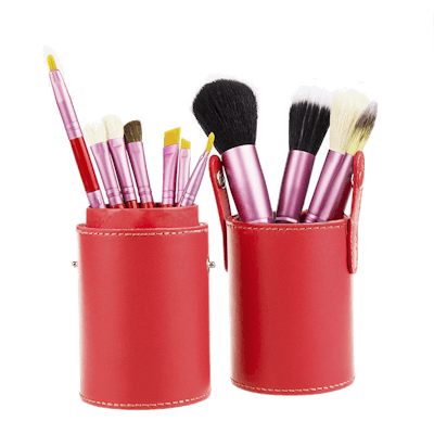 Basics Makeup Brush Set Red 12 stk