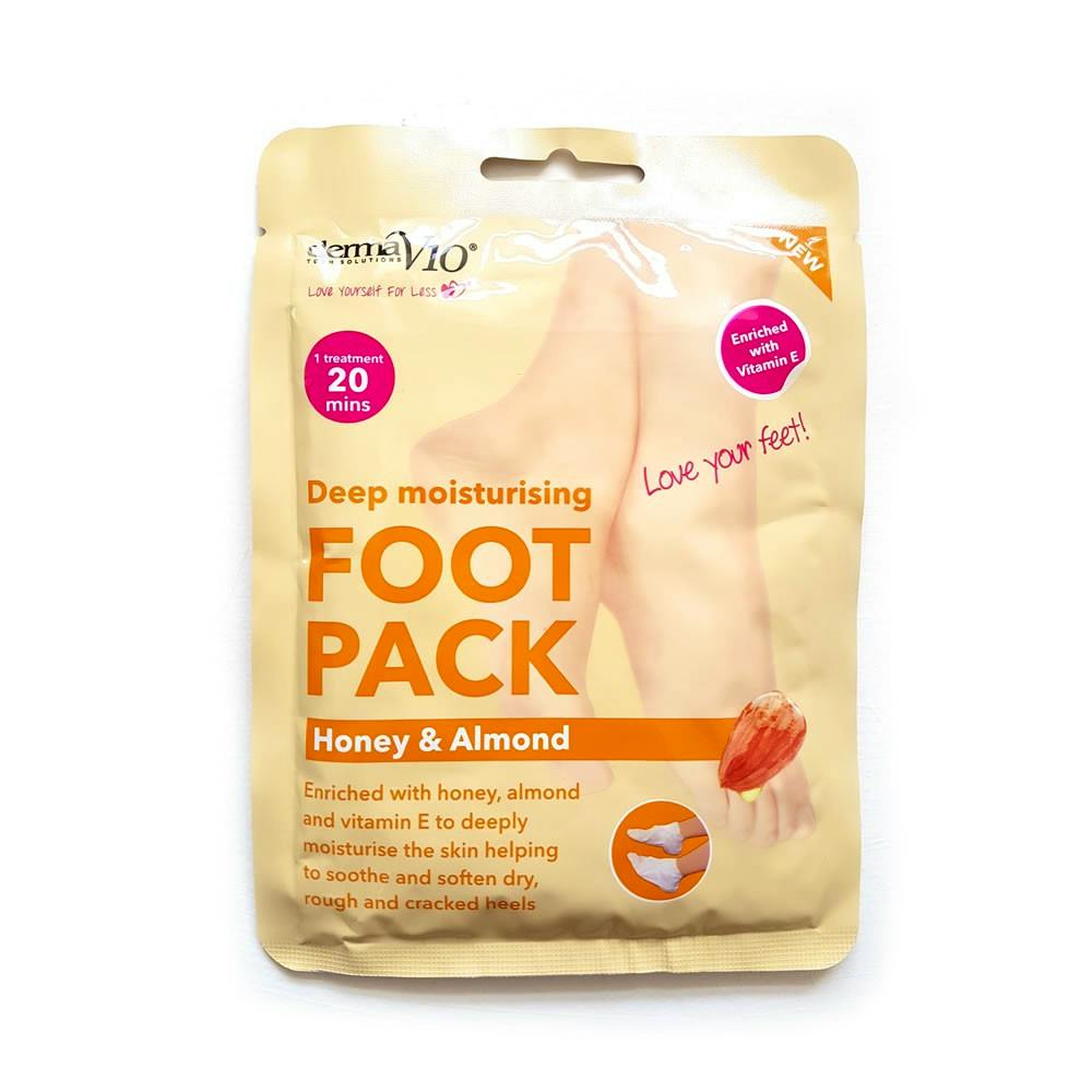DermaV10 Deep Moisturising Foot Pack Honey & Almond 1 par