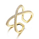 Everneed Scarlett Gold Cross Ring Clear Zirconia One Size