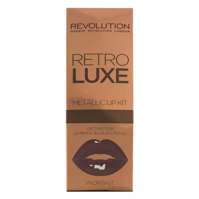 Revolution Makeup Retro Luxe Metallic Lip Kit Worth It 5,5 ml + 1 st
