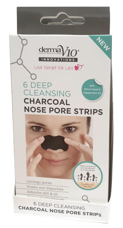 DermaV10 Deep Cleansing Charcoal Nose Strips 6 pcs