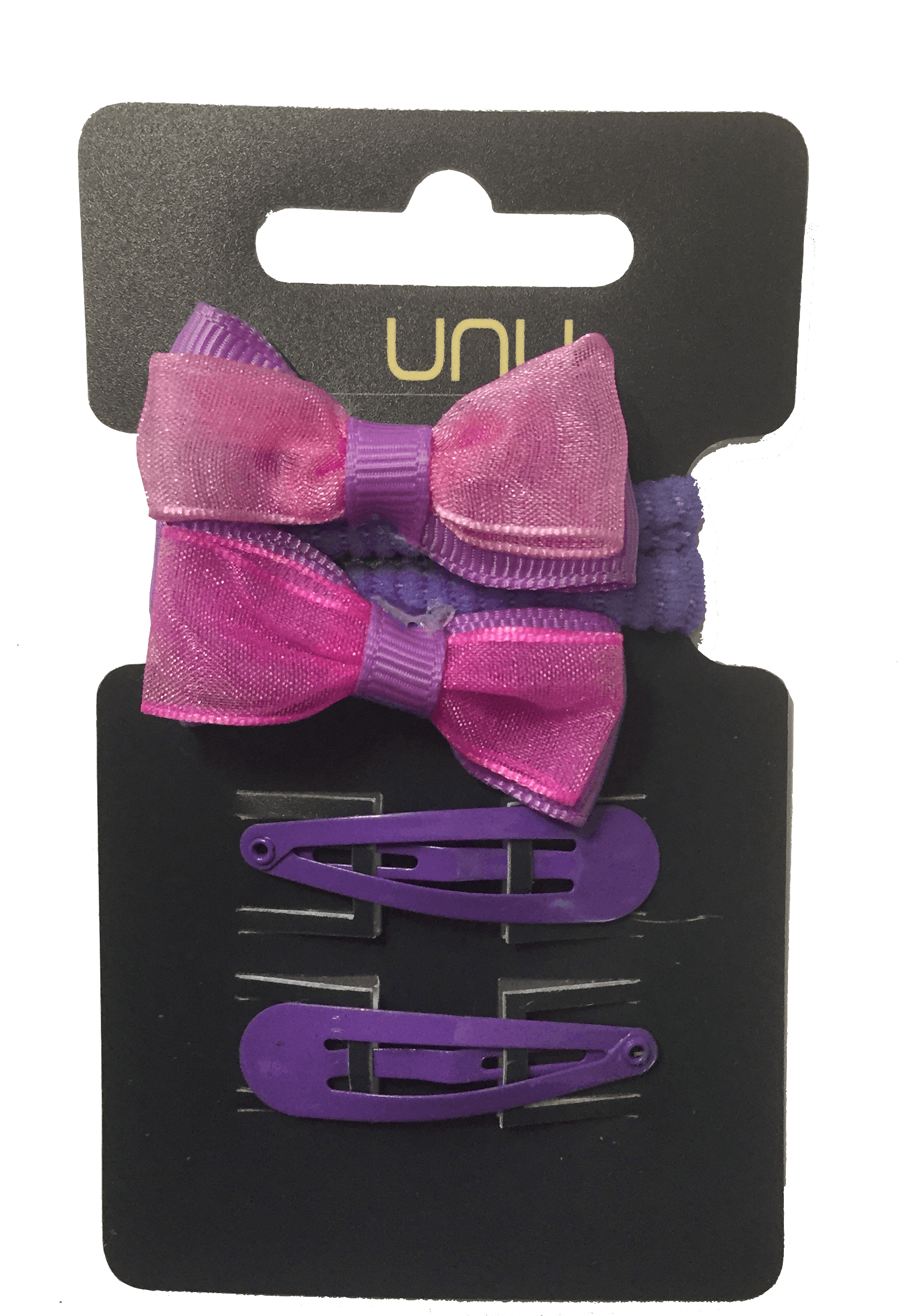 UNU Snap Clips & Purple Bow Hair Elastics 4 pcs £0.99