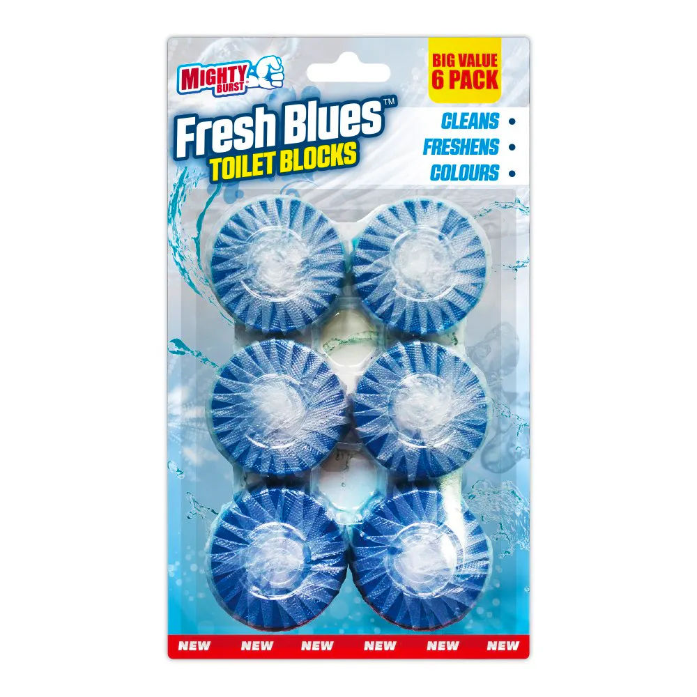 Mighty Burst Fresh Blues Toilet Blocks 6 pcs