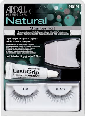 Ardell Natural False Eyelashes Starter Kit 110 Black 1 pair + 2,5 g + 1 pcs