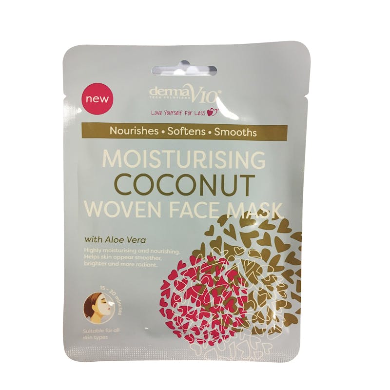 DermaV10 Moisturising Coconut Woven Face Mask 1 st