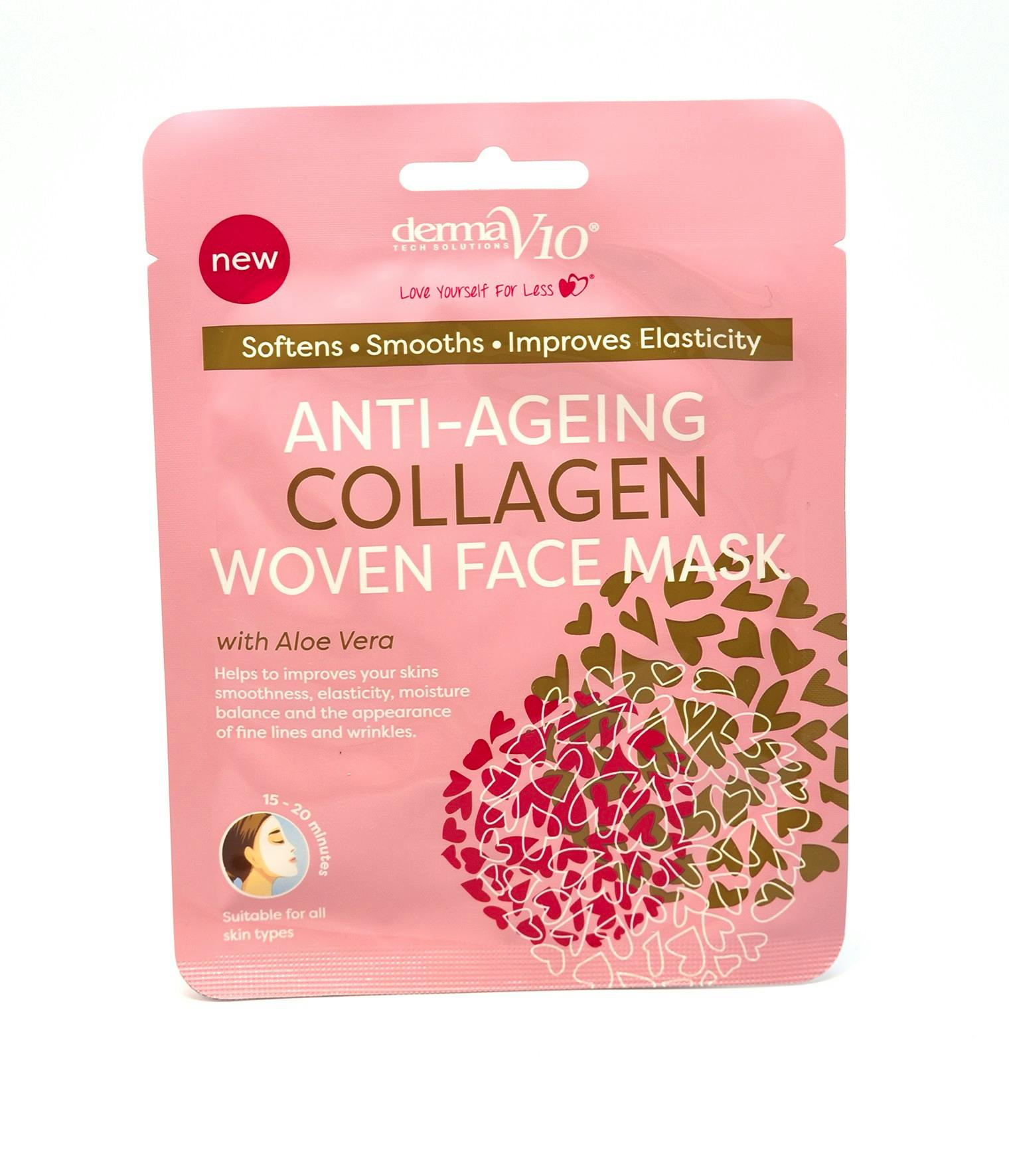 DermaV10 Anti-Ageing Collagen Woven Face Mask 1 stk